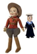 A pair of mid 20th century fabric dolls, to include: - A felted Norah Wellings Canadian '