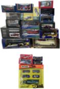 A large collection of various die-cast Jaguar and Aston Martin models in original boxes