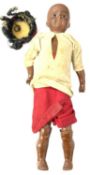 A small Bahr and Proschild bisque head doll, with brown eyes and teeth showing, pierced ears and