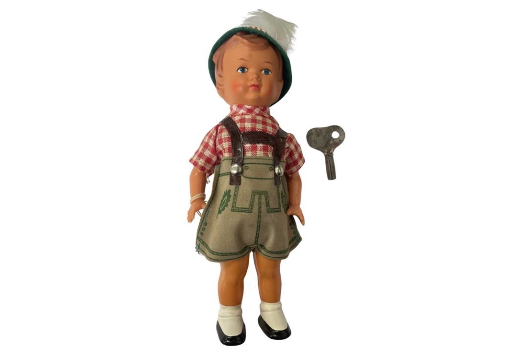 A clockwork dancing Austrian boy in Leiderhosen, with original key. - Image 1 of 2