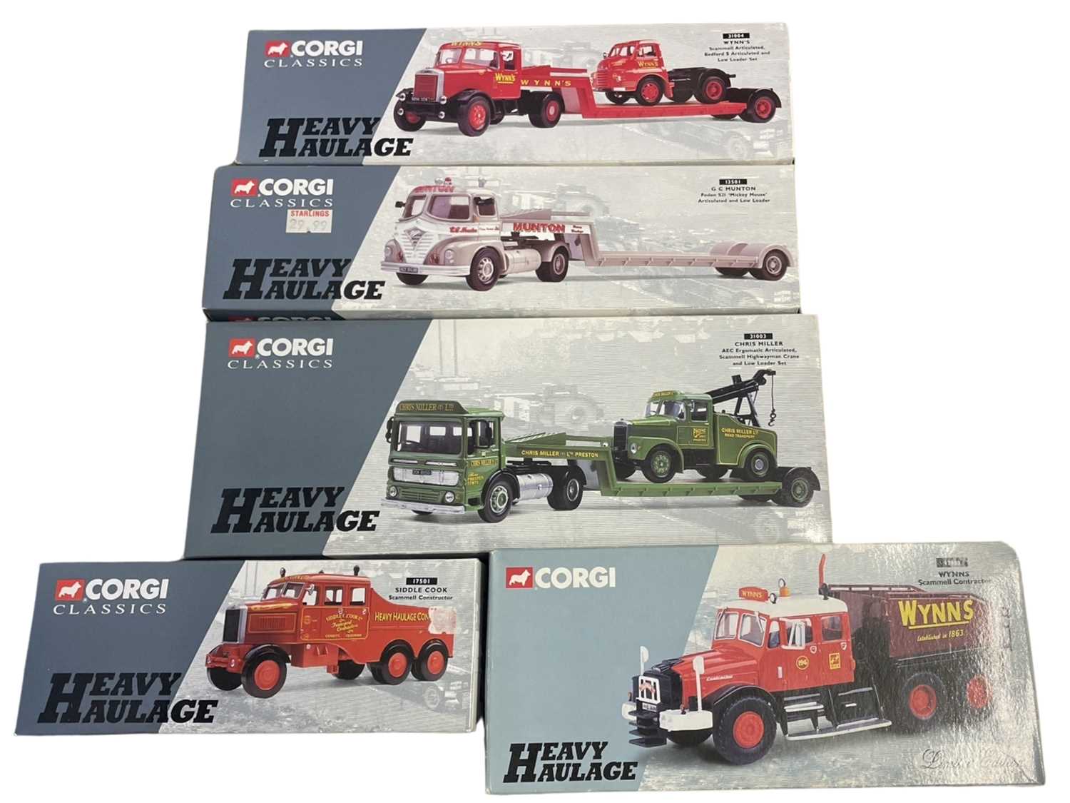 Five boxed Corgi Heavy Haulage Vehicles, to include: - 31003 Chris Miller: AEC Ergomatic Articulated