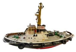 A large and detailed motorised tug boat, 'ODIN'. Constructed from fibreglass and plastic, with