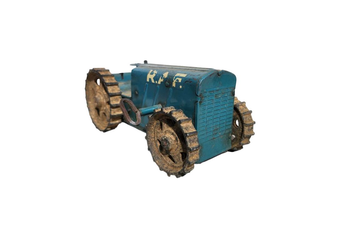A Triang pressed steel clockwork tractor with key - Image 1 of 6
