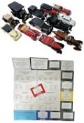 A collection of various Franklin mint model cards, with accompanying certificates