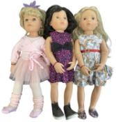 Three Gotz vinyl dolls, to include: - Hannah at the Ballet - Happy Kidz - in Unicorn Dress - Happy