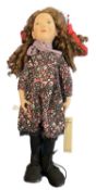 A 2019 Zwergnase Bjenna artist designed vinyl doll, by Nicole Marschollek-Menzner with blue felt bag