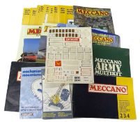 A collection of various vintage Meccano manuals and Runnymead Meccano Guild Magazines.