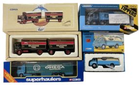 A collection of various boxed Corgi vehicles, to include: - AEC Mercury Truck and Trailer - Scania