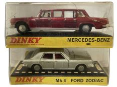 A pair of cased Dinky cars, to include: - Mk 4 Ford Zodiac - Mercedes Benz 600