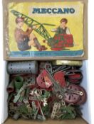 A mixed quantity of vintage Meccano, together with a Meccano number 5 manual