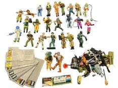 A collection of vintage G I Joe figurines and accessories