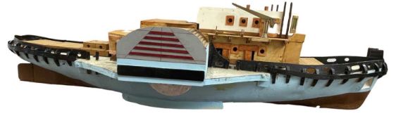 A large scratchbuilt steam riverboat (possibly with Wilesco steam engine). Length approximately