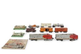 A 1949 Post-War Lionel Lines 0 gauge Santa Fe 2333-20 freight engine, with a good collection of