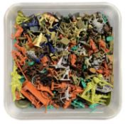 A box of various plastic army soldiers and others