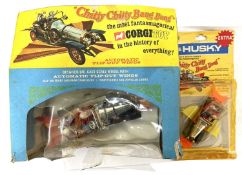 A boxed Corgi Chitty Chitty Bang Bang (window plastic very torn, tears to box flaps), together