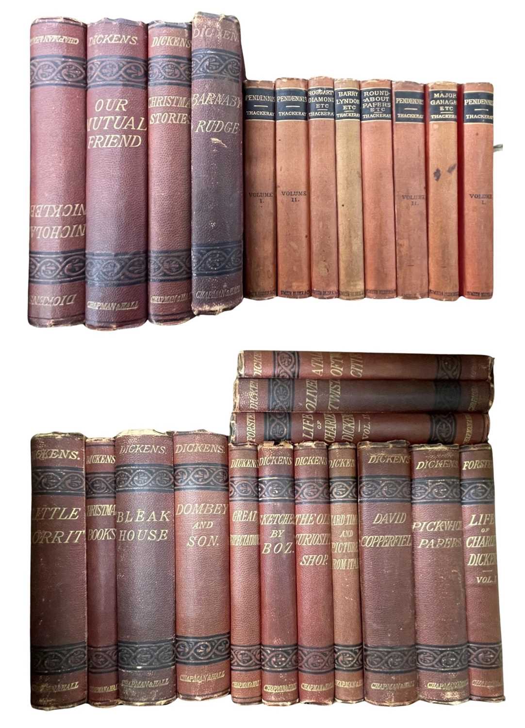 ONE BOX: CHARLES DICKENS AND WILLIAM THACKERAY, period bindings.