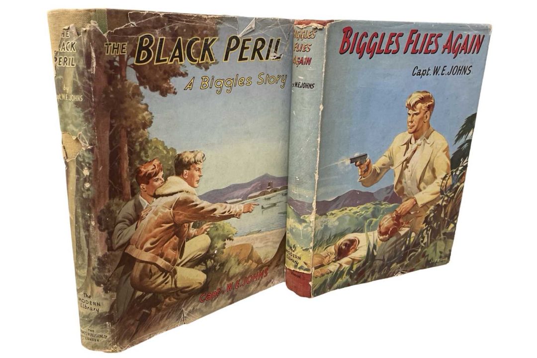 CAPT. W E JOHNS: 2 Titles: BIGGLES FLIES AGAIN, London, Thames Publishing, ND. In original clipped - Image 1 of 3