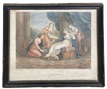 Regency Stippled engraved and coloured print, framed and glazed. “Cleopatra” by Angelica Kauffman.
