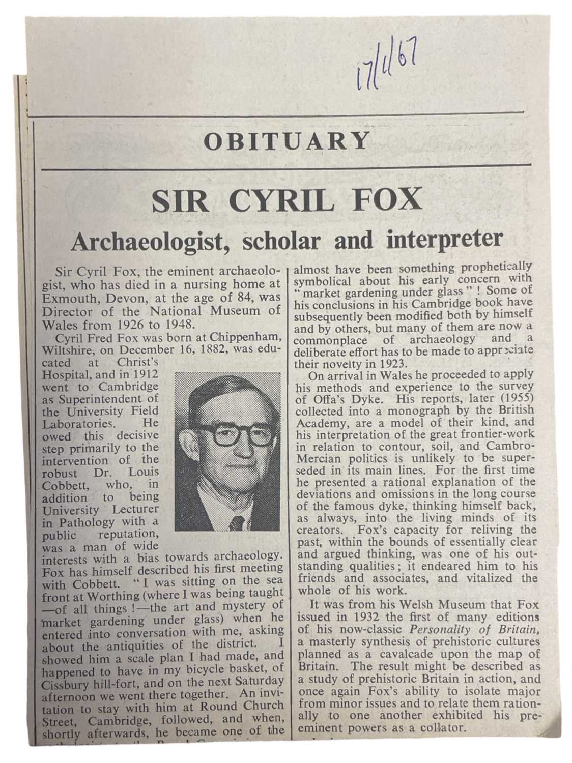 CYRIL FOX: THE PERSONALITY OF BRITAIN: ITS INFLUENCE ON INHABITANT AND INVADER IN PREHISTORIC AND - Image 3 of 6