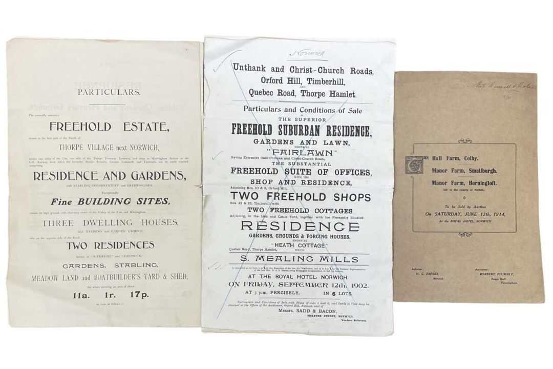 ONE PACKET: Sales particulars for various Norfolk estatesL THE HALL FARM, COLBY / MANOR FARM,