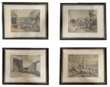 Richard Barrett Davies. c1837. Kennel Scenes numbers 1-4. Draughting Hounds, The Mother, Sent to