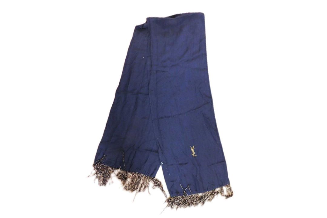 Two Yves Saint Laurent scarves, one in Autumnal satin with fringed edging, approx. 130 x 137cm, - Image 7 of 10