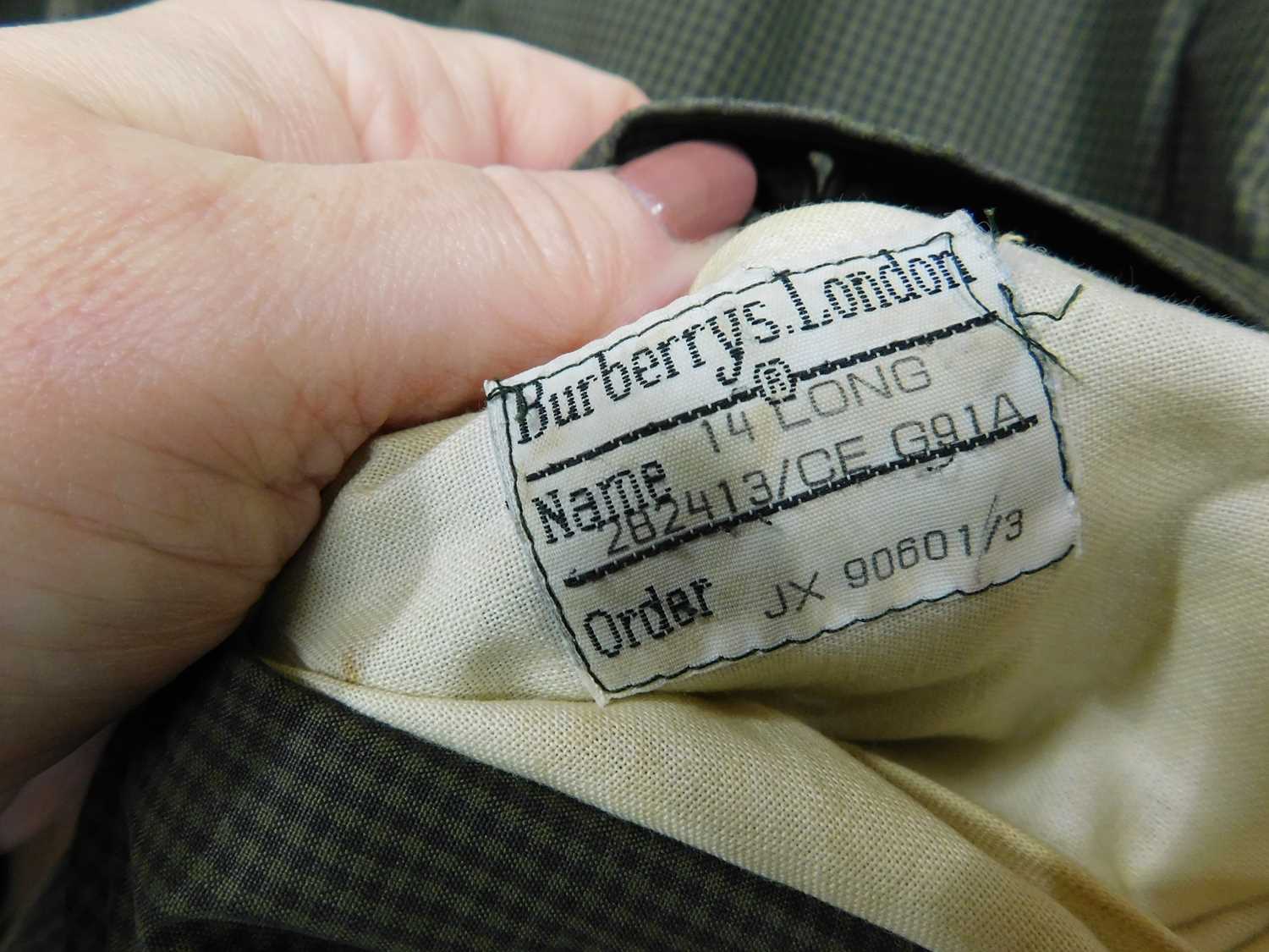 A lady's double breasted Burberry trench coat, in green check with brown buttons, belted waist and - Image 9 of 10