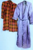 Two dressing gowns to include a knee length tartan robe by Te Ve Ce retailed by Harrods, together