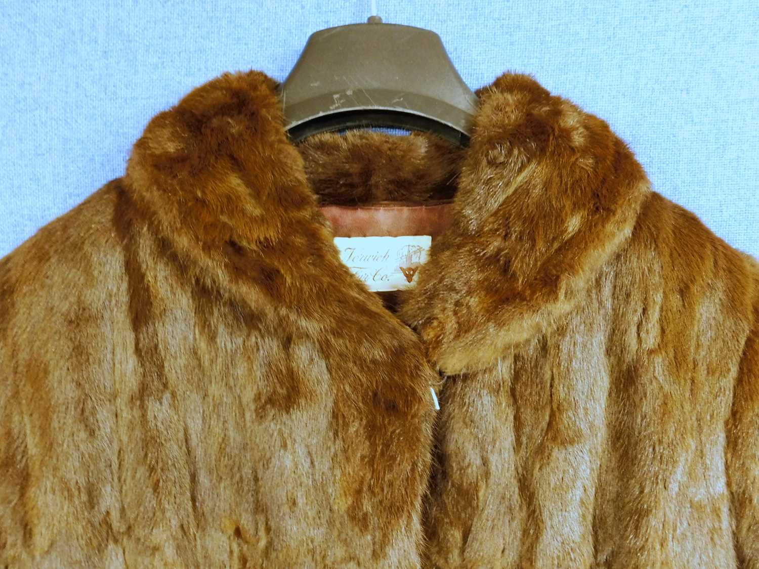 A lady's brown three quarter length mink? fur coat by Norwich Fur Co with hook fastening - Image 3 of 4