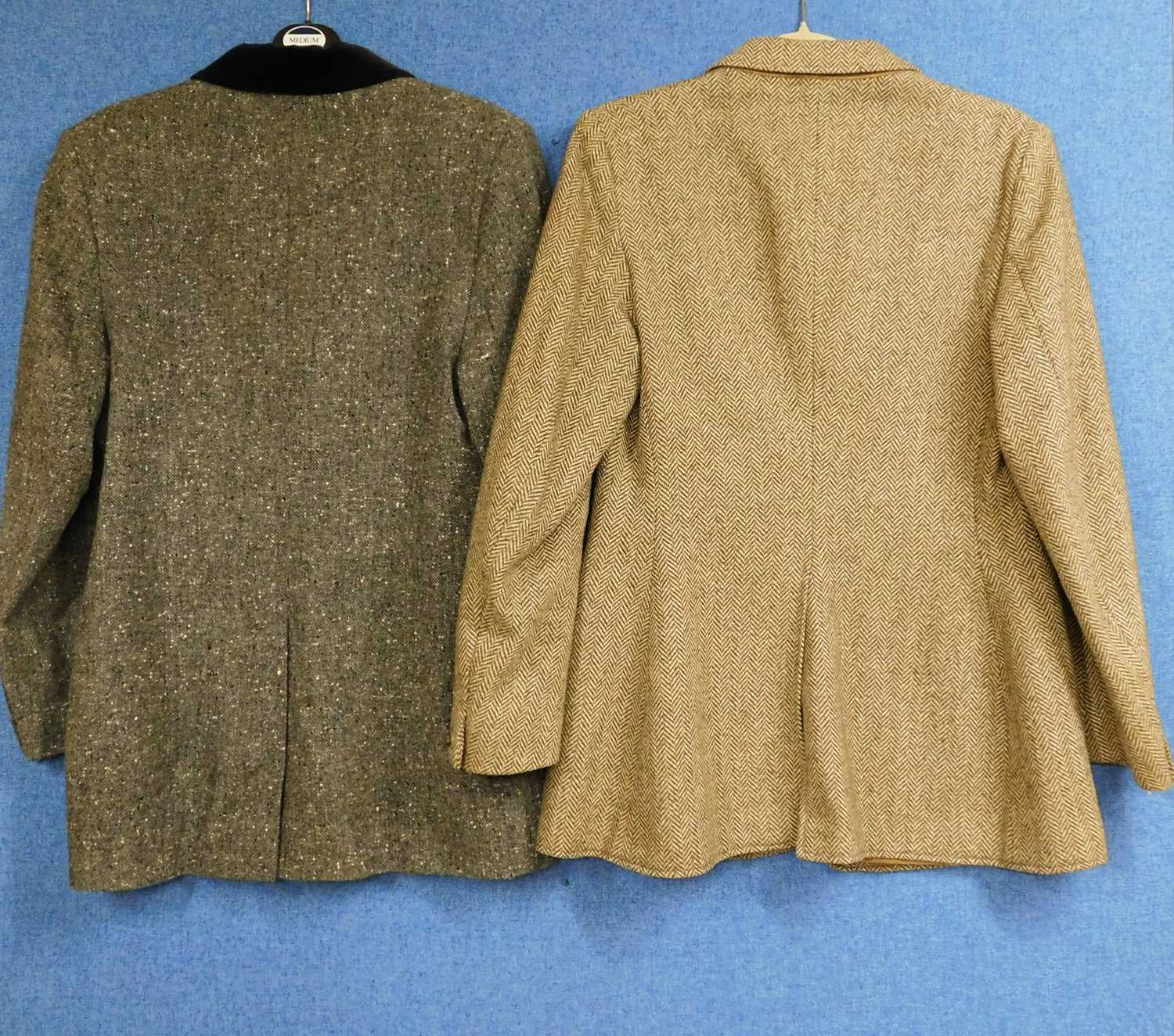 Two lady's jackets and two kilts to include a brown tweed Harry Hall three button single breasted - Image 2 of 5
