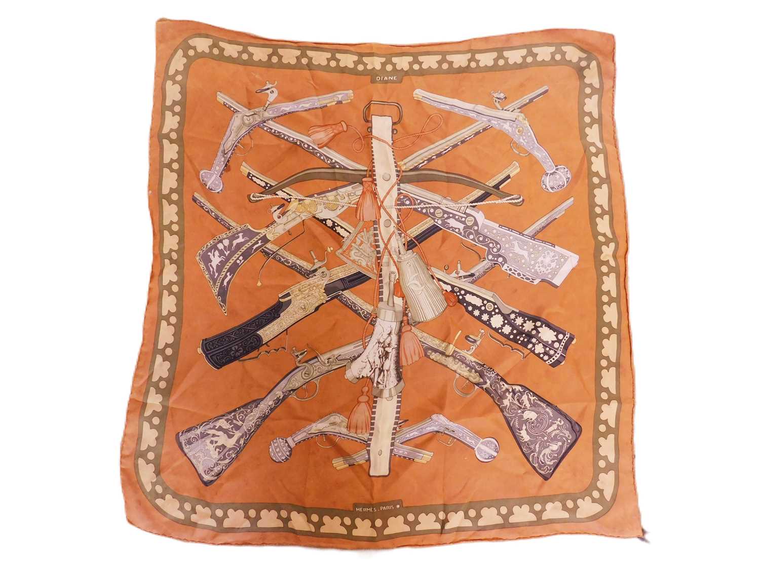 An Hermes 'Diane' scarf, in shades of brown, approx. 87 x 87cm
