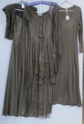 Three lady's dresses to include a black Peace Angel ankle length lace dress with corsetted detail,