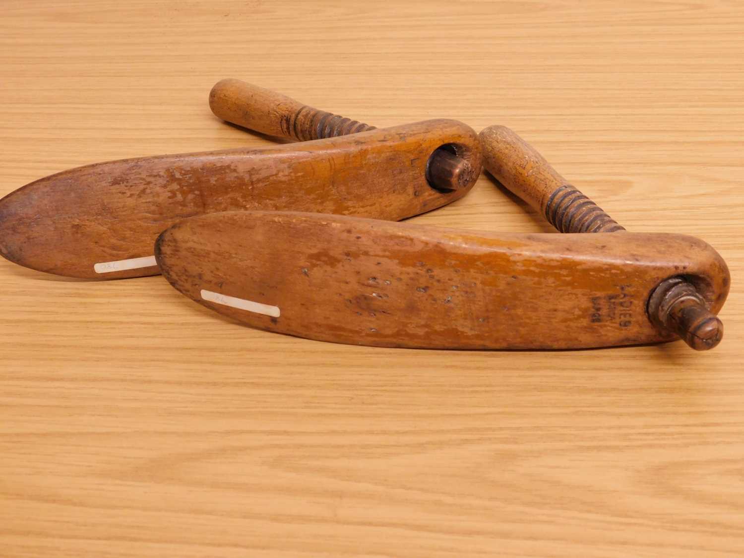 A novelty cased pair of button hooks, the steel hooks, folded inside a turned and shaped wooden, - Image 8 of 8