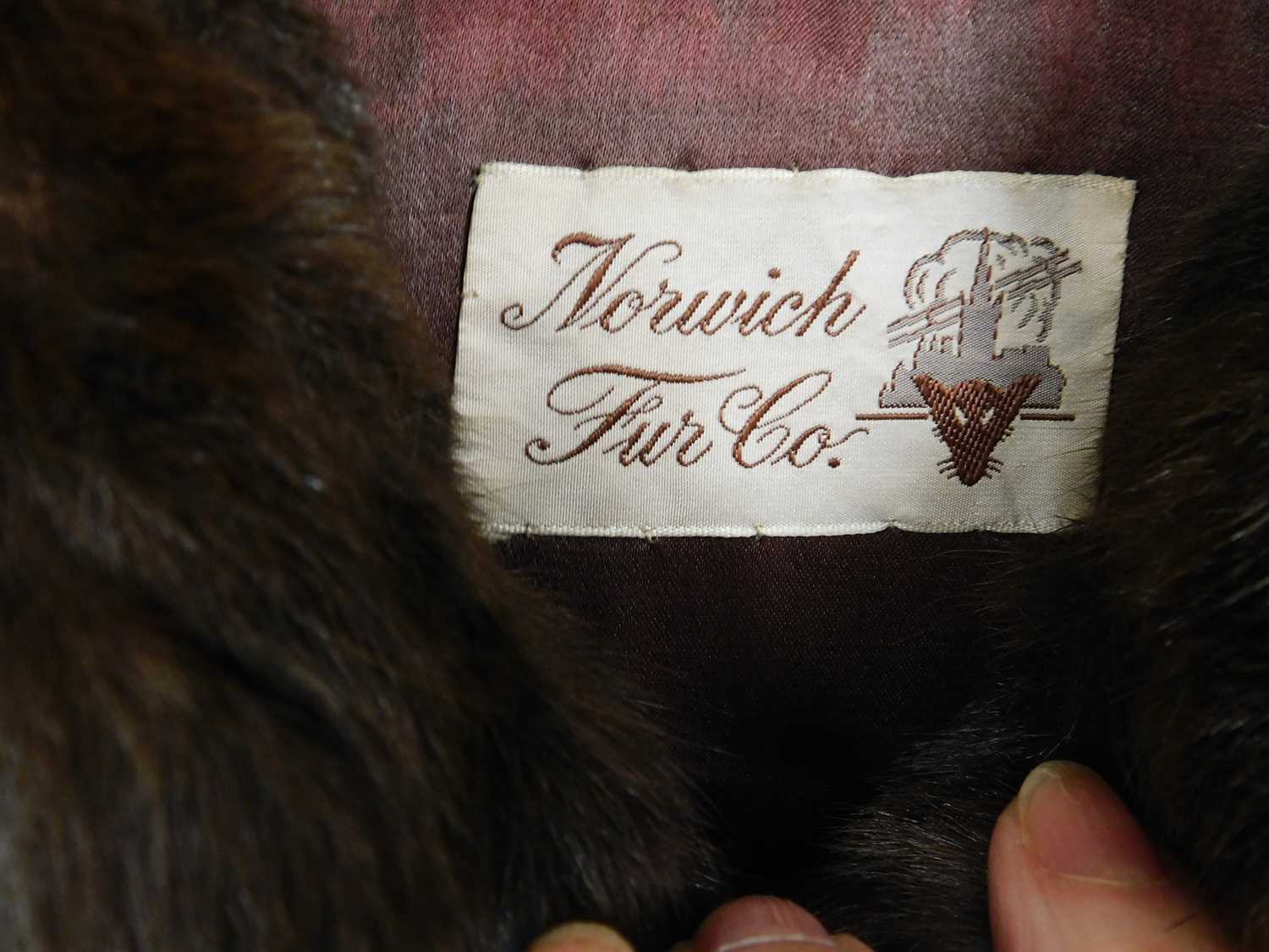 A lady's brown three quarter length mink? fur coat by Norwich Fur Co with hook fastening - Image 4 of 4