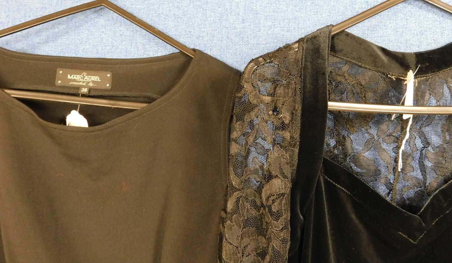 Three lady's black dresses, to include a linen shift by Marella size 8, a black fitted waist shift - Image 2 of 2