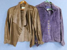 Two lady's jackets, to include a grey faux leather jacket with raw hems by Mary Portas, size 14, and
