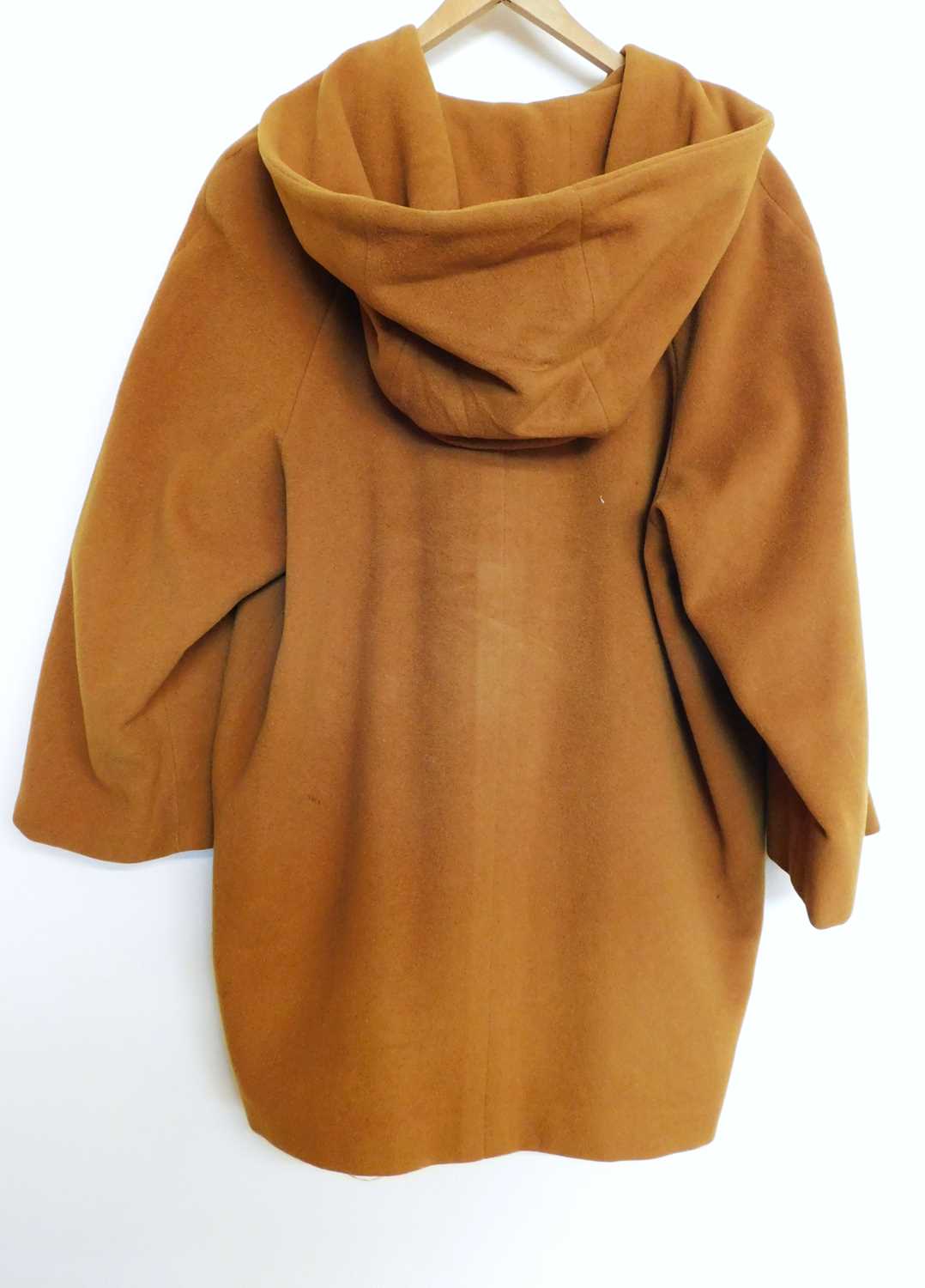 A mid 20th century Italian wool hooded swing coat by Mani, single breasted with faux horn duffle - Image 2 of 6