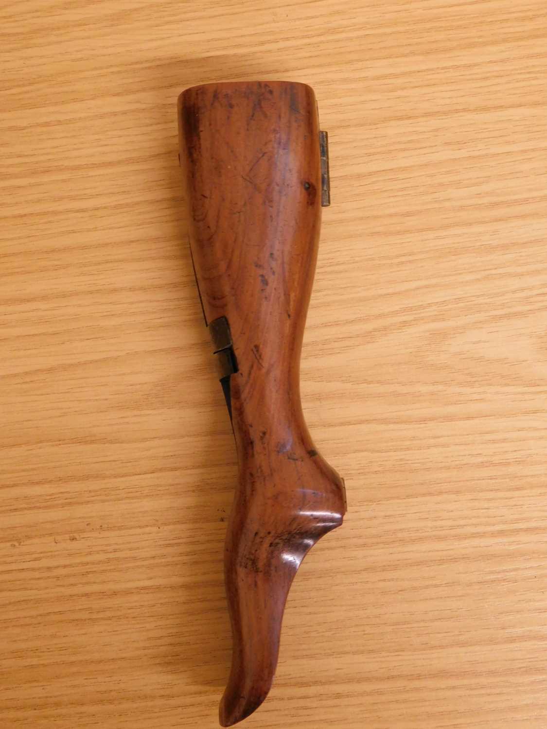 A novelty cased pair of button hooks, the steel hooks, folded inside a turned and shaped wooden, - Image 5 of 8