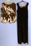 Two items of lady's evening wear, to include a black beaded and silver sequinned silk top by Sho Max