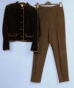 A lady's black velvet Jaeger jacket size 8 together with a pair of Gerard Darel trousers size 38 (