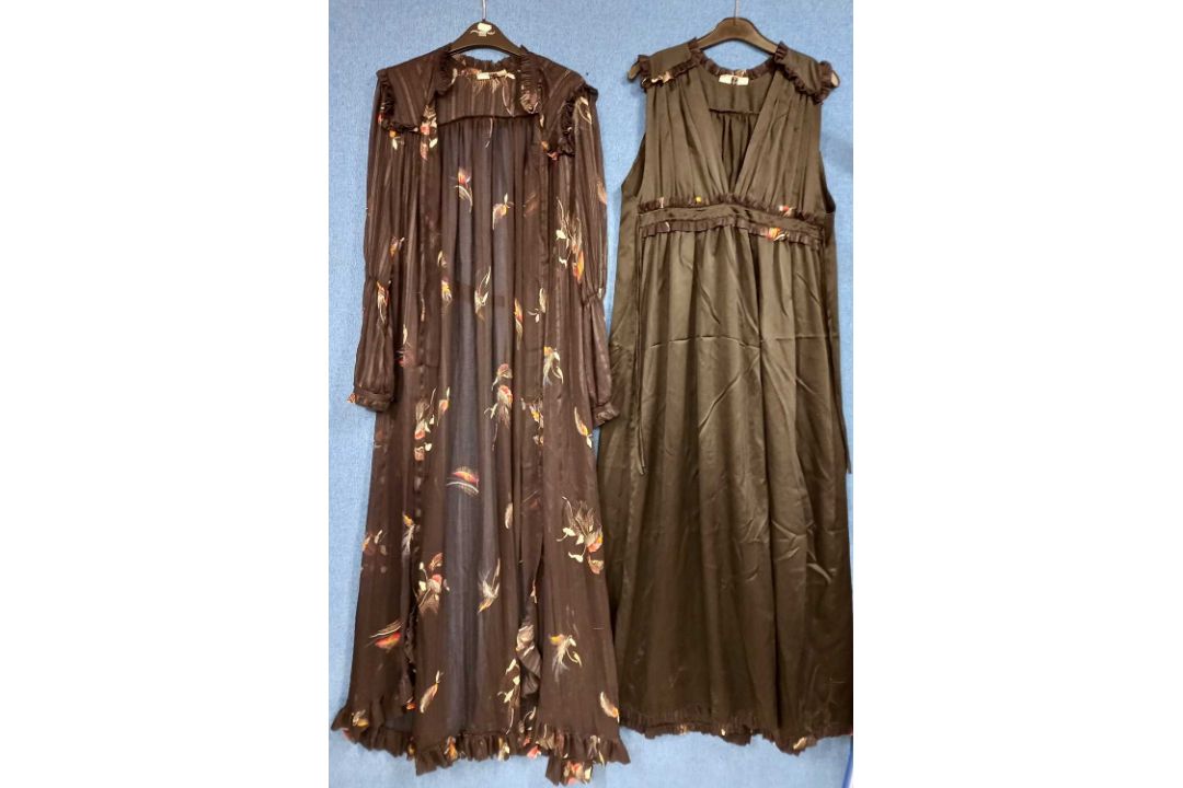 A black dress and chiffon coat cover with ruffle details, by Sally Poppy, size S - Image 5 of 6