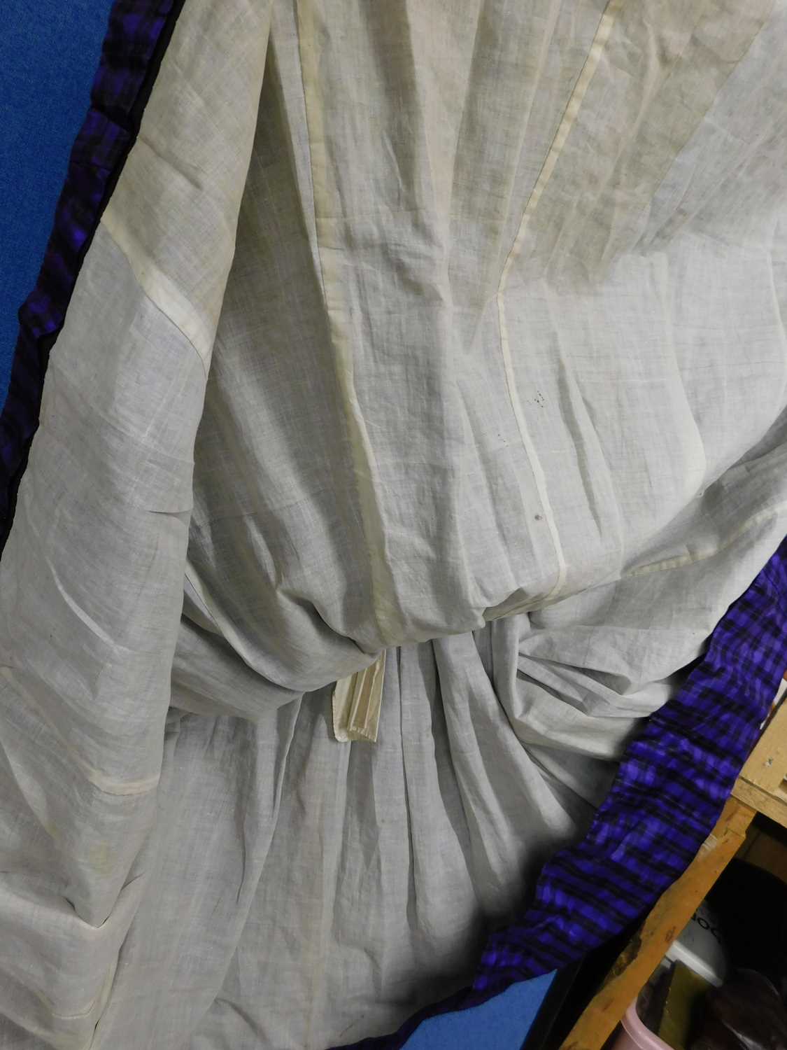 A lady's late Victorian purple check day dress, with button front, full skirt, sash waist, braided - Image 12 of 12