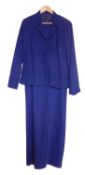 A lady's blue silk suit by Spenser Jeremy, with sleeveless shift dress and matching jacket, size 14,