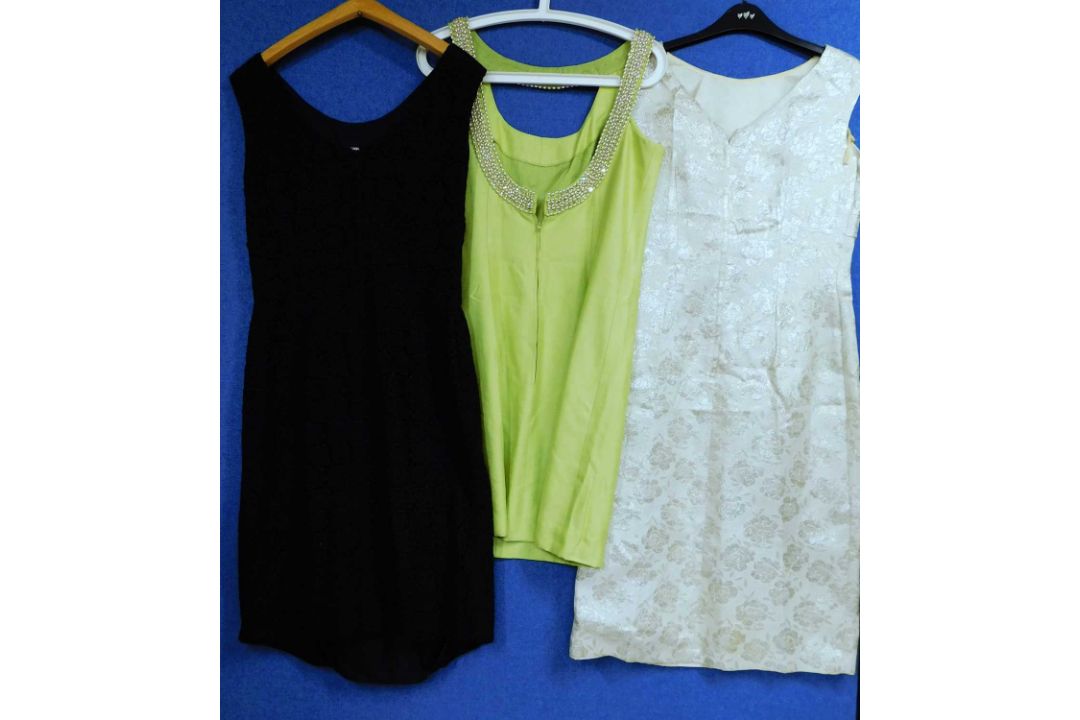 Three mid 20th Century lady's cocktail dresses: to include a black floral broderie anglaise style - Image 2 of 5