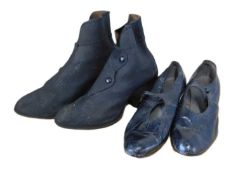 Two pairs of lady's mid 20th century shoes, to include a pair of rubberised heeled boots with