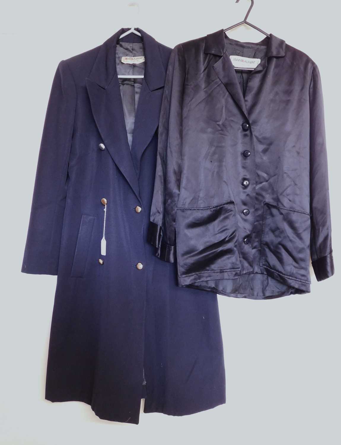 Two Yves Saint Laurent Rive Gauche jackets, to include a black satin single breasted pyjama style