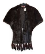 A brown mink(?) stole by Browns of Chester, with fur tassel trim