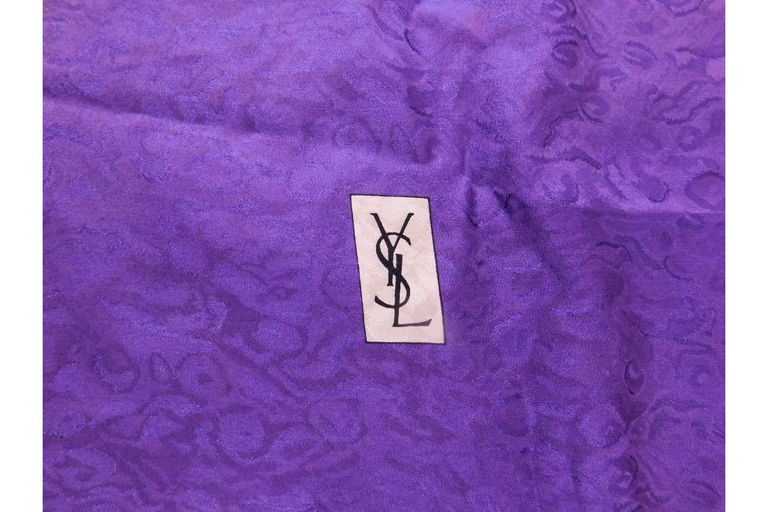 Two Yves Saint Laurent scarves, one in Autumnal satin with fringed edging, approx. 130 x 137cm, - Image 9 of 10
