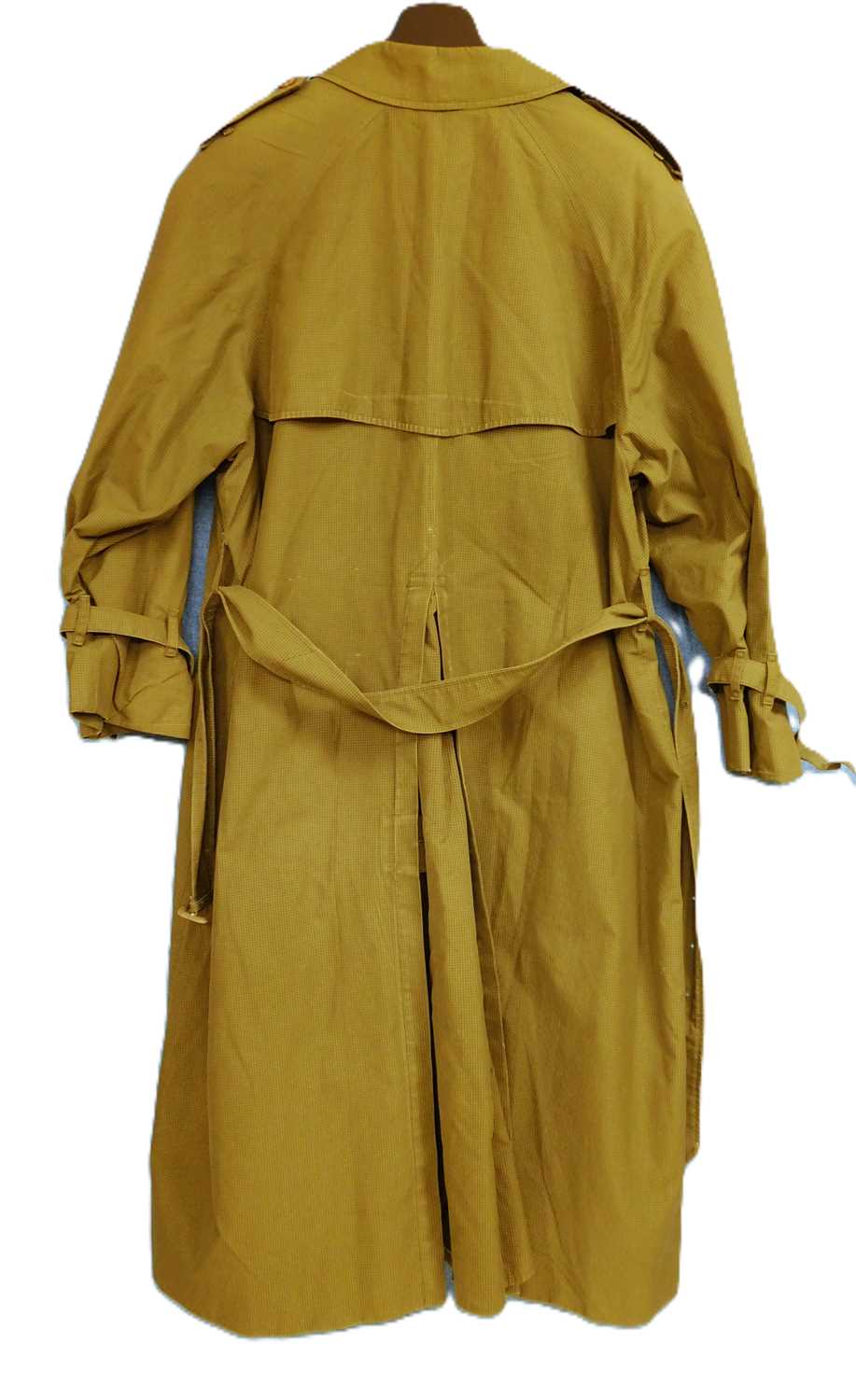 A lady's double breasted Burberry trench coat, in green check with brown buttons, belted waist and - Image 2 of 10
