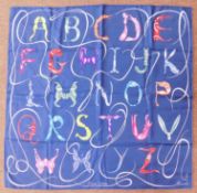 An Hermes 'Faune Lettre' silk scarf designed by Florence Manlik, approx. 90 x 90cm